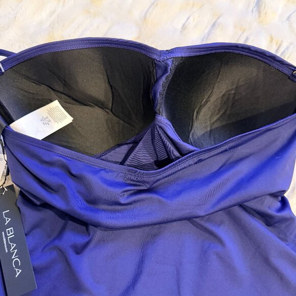 LA BLANCA WOMEN'S ISLAND GODDESS BANDEAU TANKINI SWIMSUIT TOP AND BOTTOM ~  NWT - Picture 4 of 14